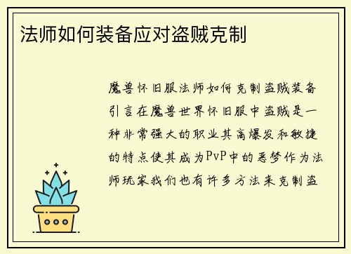 法师如何装备应对盗贼克制